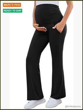 Maternity Flare Pants Stretchy Bootcut Lounge Casual Pregnancy Pants